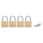 MASTER LOCK CANDADO DE CUERPO SOLIDO DE LATÓN DE 1-3/16" (30 MM) (PAQUETE DE 4)